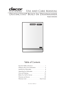 Handleiding Dacor DDW24S Distinctive Vaatwasser