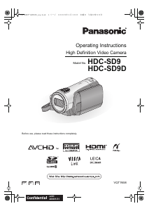 Manual Panasonic HDC-SD9 Camcorder