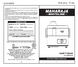 Manual Maharaja Whiteline Mark 1 Classic Juicer