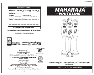 Handleiding Maharaja Whiteline Turbomix King Plus Staafmixer