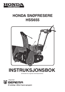 Bruksanvisning Honda HSS655 Snøfreser