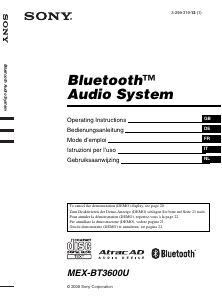 Manuale Sony MEX-BT3600U Autoradio