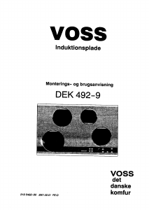 Brugsanvisning Voss DEK 492-9 Kogesektion