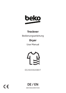 Manual BEKO DCU9203020BXT Dryer