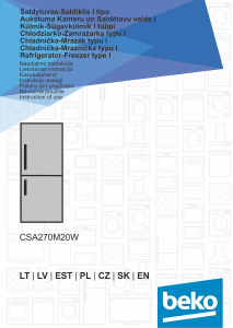 Vadovas BEKO CSA270M20W Šaldytuvas-šaldiklis