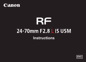 Handleiding Canon RF 24-70mm F2.8 L IS USM Objectief