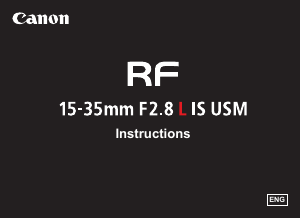 Manual Canon RF 15-35mm F2.8 L IS USM Camera Lens