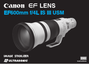 Manual Canon EF 600mm f/4L IS III USM Camera Lens