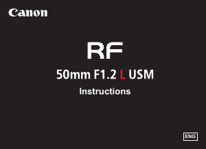 Handleiding Canon RF 50mm F1.2 L USM Objectief
