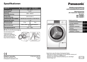 Bedienungsanleitung Panasonic NA-168XR1 Waschmaschine