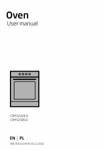 Handleiding BEKO CSM 52324 DX Fornuis