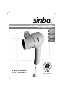 Kullanım kılavuzu Sinbo SHD 2700 Saç kurutma makinesi