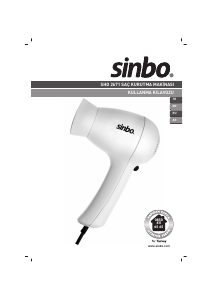 Kullanım kılavuzu Sinbo SHD 2671 Saç kurutma makinesi