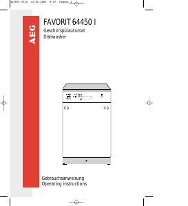 Manual AEG F64450I Dishwasher