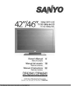 Mode d’emploi Sanyo DP42841 Téléviseur LCD