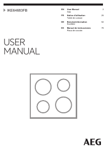 Mode d’emploi AEG IKE64683FB Table de cuisson