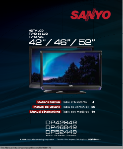 Mode d’emploi Sanyo DP46849 Téléviseur LCD