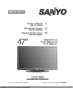 Mode d’emploi Sanyo DP47840 Téléviseur LCD