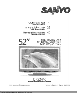 Mode d’emploi Sanyo DP52440 Téléviseur LCD