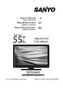 Manual Sanyo DP55441 LCD Television