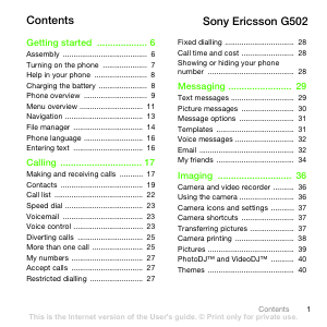 Manual Sony Ericsson G502 Mobile Phone