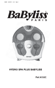 Bruksanvisning BaByliss 8033E Thalasso Hydro Spa Plus Fotbad