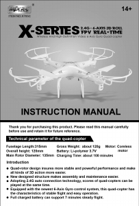Handleiding MJX X705C Drone