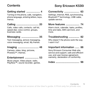 Manual Sony Ericsson K530 Mobile Phone