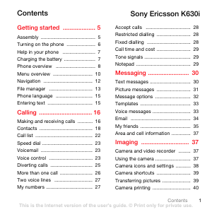 Manual Sony Ericsson K630i Mobile Phone