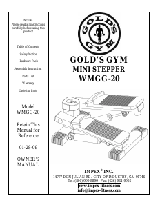 Manual Gold's Gym WMGG-20 Stepper