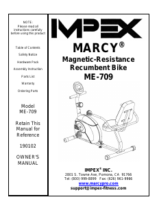 Manual Impex ME-709 Exercise Bike