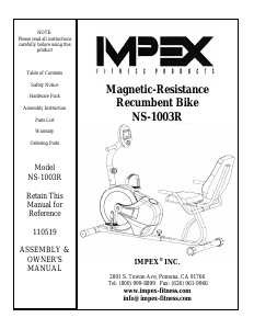 Manual Impex NS-1003R Exercise Bike