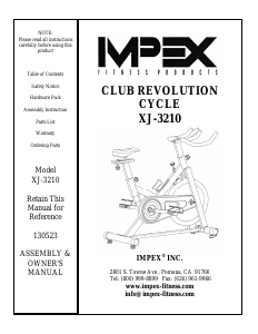 Manual Impex XJ-3210 Exercise Bike