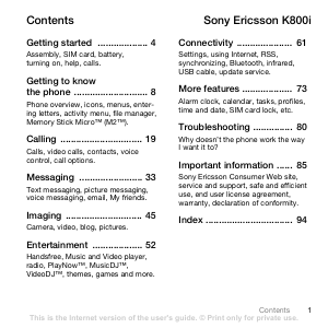 Manual Sony Ericsson K800 Mobile Phone