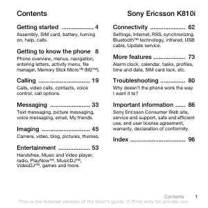 Manual Sony Ericsson K810 Mobile Phone