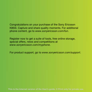 Manual Sony Ericsson K850 Mobile Phone