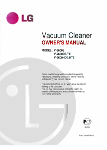 Manual LG V-2600TE Vacuum Cleaner