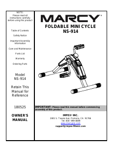 Manual Marcy NS-914 Exercise Bike