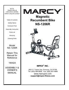 Manual Marcy NS-1206R Exercise Bike