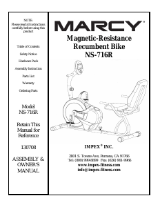 Handleiding Marcy NS-716R Hometrainer