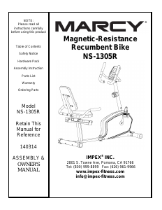 Manual Marcy NS-1305R Exercise Bike