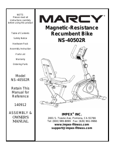 Manual Marcy NS-40502R Exercise Bike