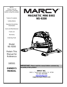 Handleiding Marcy NS-9200 Hometrainer