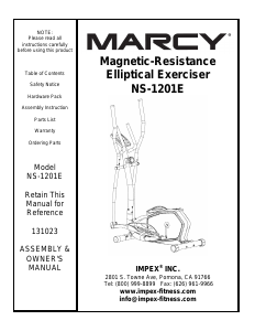 Handleiding Marcy NS-1201E Hometrainer