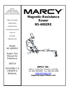 Handleiding Marcy NS-6002RE Roeimachine