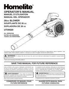 Mode d’emploi Homelite UT09520 Souffleur