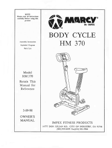 Manual Marcy HM-370 Exercise Bike