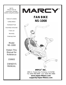 Manual Marcy NS-1000 Exercise Bike