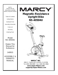 Manual Marcy NS-40504U Exercise Bike