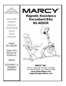 Handleiding Marcy NS-40520R Hometrainer